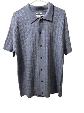 Jason Wu Men's Short Sleeve Button-Down Polo in Slate Blue
